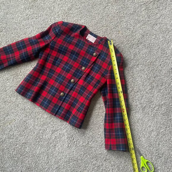 Pendleton Wool Red & Blue Tartan Cropped Jacket - Picture 9 of 10